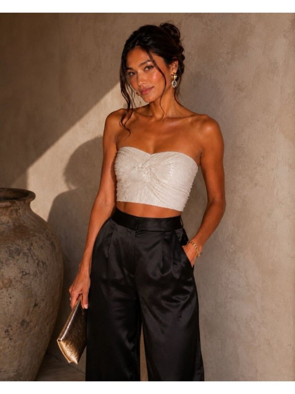 NWT Anthropologie Ranna Gill White Sequin Twist Tube Top S Crop Party $118